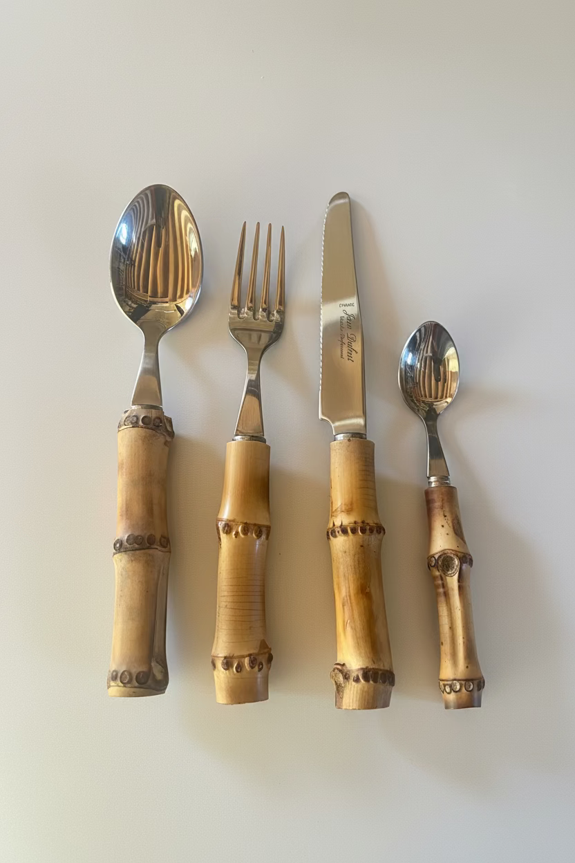 Ménagère Inox & Bambou véritable - 24 pieces