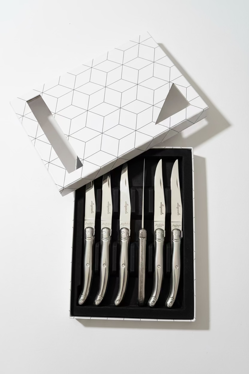 Laguiole 6 2mm Couteaux à Steak Guillochés - inox