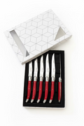 Laguiole 6 2mm Couteaux à Steak Guillochés - rouge