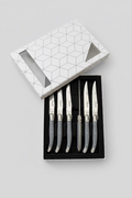 Laguiole 6 2mm Couteaux à Steak Guillochés - gris